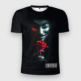 Мужская футболка 3D Slim с принтом Anonymous Анонимус в Кировске, 100% полиэстер с улучшенными характеристиками | приталенный силуэт, круглая горловина, широкие плечи, сужается к линии бедра | активист | анонимный | безымянный | пользователь | сеть
