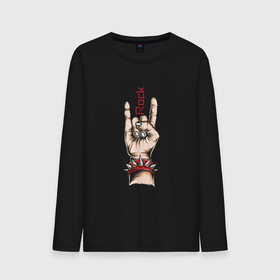 Мужской лонгслив хлопок с принтом Rock Symbol в городе Новоалтайск, 100% хлопок |  | rock | знак рока | рок | рок музыка | рука