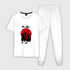 Мужская пижама хлопок с принтом DELTA MACHINE TOUR DM в Белгороде, 100% хлопок | брюки и футболка прямого кроя, без карманов, на брюках мягкая резинка на поясе и по низу штанин
 | 