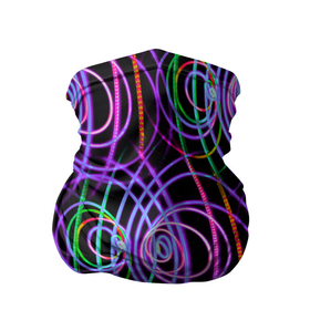 Бандана-труба 3D с принтом Неоновые круги и линии   Фиолетовый в Санкт-Петербурге, 100% полиэстер, ткань с особыми свойствами — Activecool | плотность 150‒180 г/м2; хорошо тянется, но сохраняет форму | Тематика изображения на принте: abstraction | art | artwork | circles | colorful | colors | graphics | lines | neon | patterns | surrealism | waves | абстракция | арт | волны | графика | искусство | круги | линии | неон | разноцветный | сюрреализм | узоры | цвета