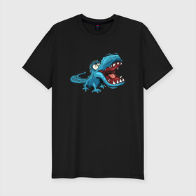 Мужская футболка хлопок Slim с принтом Крокодильчик морской , 92% хлопок, 8% лайкра | приталенный силуэт, круглый вырез ворота, длина до линии бедра, короткий рукав | крокодил | крокодильчик | морской обитатель | морской чудовище