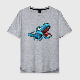 Мужская футболка хлопок Oversize с принтом Крокодильчик морской в Курске, 100% хлопок | свободный крой, круглый ворот, “спинка” длиннее передней части | крокодил | крокодильчик | морской обитатель | морской чудовище