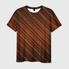 Мужская футболка 3D с принтом Карбон и золото в Курске, 100% полиэфир | прямой крой, круглый вырез горловины, длина до линии бедер | бабушке | богато | богатство | дорого | золото | начальнику | универсальный рисунок