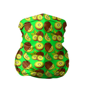 Бандана-труба 3D с принтом SLICED KIWI в Белгороде, 100% полиэстер, ткань с особыми свойствами — Activecool | плотность 150‒180 г/м2; хорошо тянется, но сохраняет форму | brown | delicious | exotic | fruit | green | kiwi | вкусный | зеленый | киви | коричневый | плод | экзотический