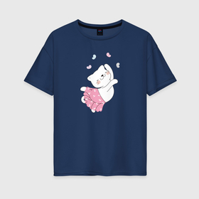 Женская футболка хлопок Oversize с принтом Кот и бабочки , 100% хлопок | свободный крой, круглый ворот, спущенный рукав, длина до линии бедер
 | бабочки | грация | кот | позитив | танец