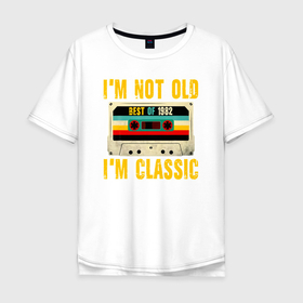 Мужская футболка хлопок Oversize с принтом Я не старый я классический 1982 аудиокассета в Новосибирске, 100% хлопок | свободный крой, круглый ворот, “спинка” длиннее передней части | 