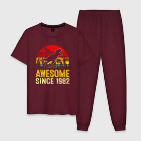 Мужская пижама хлопок с принтом Удивительный динозавр с 1982 года в Екатеринбурге, 100% хлопок | брюки и футболка прямого кроя, без карманов, на брюках мягкая резинка на поясе и по низу штанин
 | 