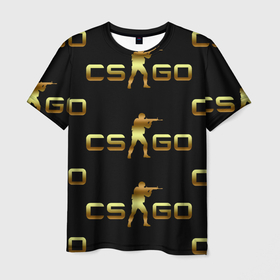 Мужская футболка 3D с принтом KS:GO Gold Theme в Екатеринбурге, 100% полиэфир | прямой крой, круглый вырез горловины, длина до линии бедер | counter strike | ks:go | контр страйк | контра | кс го