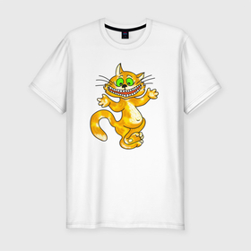 Мужская футболка хлопок Slim с принтом Чеширский  кот в Петрозаводске, 92% хлопок, 8% лайкра | приталенный силуэт, круглый вырез ворота, длина до линии бедра, короткий рукав | cat | котенок | котики | коты | кошки