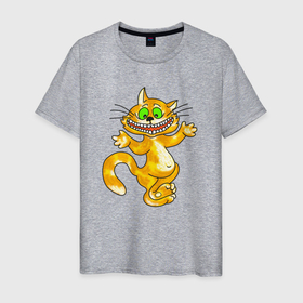 Мужская футболка хлопок с принтом Чеширский  кот в Кировске, 100% хлопок | прямой крой, круглый вырез горловины, длина до линии бедер, слегка спущенное плечо. | cat | котенок | котики | коты | кошки
