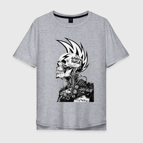 Мужская футболка хлопок Oversize с принтом Steampunk style   Skull в Санкт-Петербурге, 100% хлопок | свободный крой, круглый ворот, “спинка” длиннее передней части | Тематика изображения на принте: 