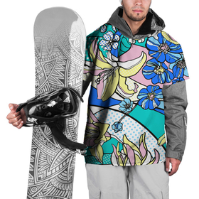 Накидка на куртку 3D с принтом Яркие цветы в стиле поп арт в Кировске, 100% полиэстер |  | art | composition | fashion | flowers | pop art | искусство | композиция | мода | поп арт | цветы