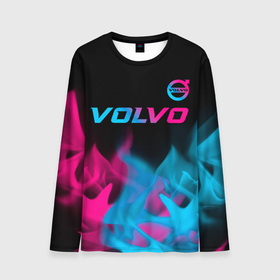 Мужской лонгслив 3D с принтом Volvo Neon Gradient в Тюмени, 100% полиэстер | длинные рукава, круглый вырез горловины, полуприлегающий силуэт | auto | brand | logo | symbol | volvo | авто | бренд | вольво | градиент | лого | неон | огонь | пламя | символ