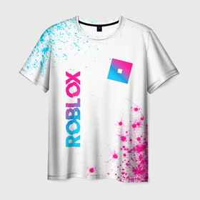 Мужская футболка 3D с принтом Roblox Neon Gradient | FS в Кировске, 100% полиэфир | прямой крой, круглый вырез горловины, длина до линии бедер | logo | roblox | градиент | игра | игры | краска | краски | лого | логотип | неон | роблокс | символ