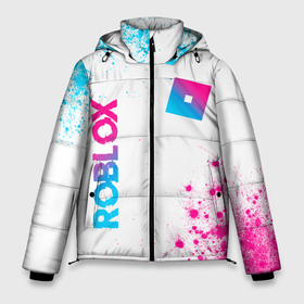 Мужская зимняя куртка 3D с принтом Roblox Neon Gradient | FS в Екатеринбурге, верх — 100% полиэстер; подкладка — 100% полиэстер; утеплитель — 100% полиэстер | длина ниже бедра, свободный силуэт Оверсайз. Есть воротник-стойка, отстегивающийся капюшон и ветрозащитная планка. 

Боковые карманы с листочкой на кнопках и внутренний карман на молнии. | logo | roblox | градиент | игра | игры | краска | краски | лого | логотип | неон | роблокс | символ