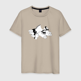 Мужская футболка хлопок с принтом Девушка минимализм арт в Екатеринбурге, 100% хлопок | прямой крой, круглый вырез горловины, длина до линии бедер, слегка спущенное плечо. | арт | девушка | картинка | минимализм | принт