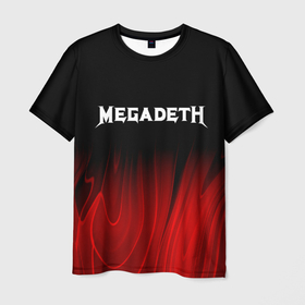 Мужская футболка 3D с принтом Megadeth Red Plasma , 100% полиэфир | прямой крой, круглый вырез горловины, длина до линии бедер | Тематика изображения на принте: 