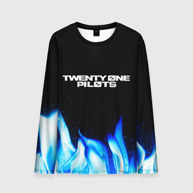 Мужской лонгслив 3D с принтом Twenty One Pilots Blue Fire в Петрозаводске, 100% полиэстер | длинные рукава, круглый вырез горловины, полуприлегающий силуэт | 