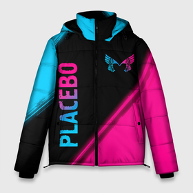 Мужская зимняя куртка 3D с принтом Placebo Neon Gradient в Екатеринбурге, верх — 100% полиэстер; подкладка — 100% полиэстер; утеплитель — 100% полиэстер | длина ниже бедра, свободный силуэт Оверсайз. Есть воротник-стойка, отстегивающийся капюшон и ветрозащитная планка. 

Боковые карманы с листочкой на кнопках и внутренний карман на молнии. | band | metal | placebo | rock | градиент | группа | краска | метал | неон | пласибо | плацебо | рок | хард