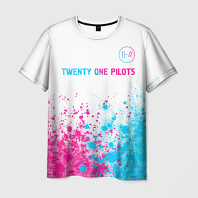 Мужская футболка 3D с принтом Twenty One Pilots Neon Gradient в Новосибирске, 100% полиэфир | прямой крой, круглый вырез горловины, длина до линии бедер | Тематика изображения на принте: band | metal | one | pilots | rock | twenty | twenty one pilots | ван | градиент | группа | краска | краски | метал | неон | пилотс | рок | твенти | хард