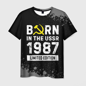 Мужская футболка 3D с принтом Born In The USSR 1987 year Limited Edition в Петрозаводске, 100% полиэфир | прямой крой, круглый вырез горловины, длина до линии бедер | 