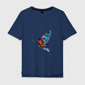 Мужская футболка хлопок Oversize с принтом windfoxer , 100% хлопок | свободный крой, круглый ворот, “спинка” длиннее передней части | fox | windsurfer | windsurfing | виндсёрфинг | лиса | серф