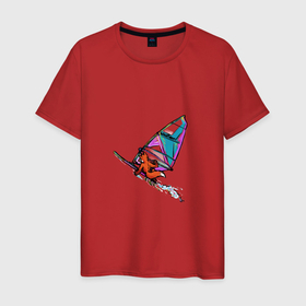 Мужская футболка хлопок с принтом windfoxer , 100% хлопок | прямой крой, круглый вырез горловины, длина до линии бедер, слегка спущенное плечо. | Тематика изображения на принте: fox | windsurfer | windsurfing | виндсёрфинг | лиса | серф