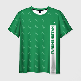 Мужская футболка 3D с принтом Turkmenistan TM (Турменистан) в Кировске, 100% полиэфир | прямой крой, круглый вырез горловины, длина до линии бедер | ashgabat | turkmenistan | ашхабад | зелёный блокнот | туркменистан | туркмения