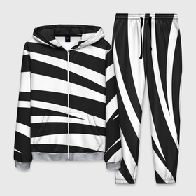 Мужской костюм 3D с принтом Зебра чёрные и белые полосы в Петрозаводске, 100% полиэстер | Манжеты и пояс оформлены тканевой резинкой, двухслойный капюшон со шнурком для регулировки, карманы спереди | зебра | полосы | узор | чёрно белое | чёрное и белое