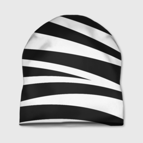 Шапка 3D с принтом Зебра чёрные и белые полосы , 100% полиэстер | универсальный размер, печать по всей поверхности изделия | зебра | полосы | узор | чёрно белое | чёрное и белое