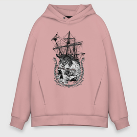 Мужское худи Oversize хлопок с принтом The frigate and the Pirates Skull в Белгороде, френч-терри — 70% хлопок, 30% полиэстер. Мягкий теплый начес внутри —100% хлопок | боковые карманы, эластичные манжеты и нижняя кромка, капюшон на магнитной кнопке | anchor | emblem | fish | frigate | mast | ornament | skull | мачта | орнамент | рыба | фрегат | череп | эмблема | якорь
