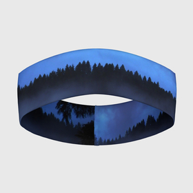 Повязка на голову 3D с принтом Неоновое небо над лесом в Петрозаводске,  |  | forest | деревья | дым | лес | мрачный лес | небо | неон | неоновый | природа | туман