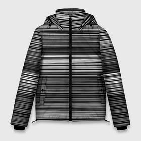Мужская зимняя куртка 3D с принтом Black and white thin stripes Тонкие полосы в Санкт-Петербурге, верх — 100% полиэстер; подкладка — 100% полиэстер; утеплитель — 100% полиэстер | длина ниже бедра, свободный силуэт Оверсайз. Есть воротник-стойка, отстегивающийся капюшон и ветрозащитная планка. 

Боковые карманы с листочкой на кнопках и внутренний карман на молнии. | Тематика изображения на принте: black and white | stripes | thin stripes | полосатый узор | серый | тонкие полосы | черно белый