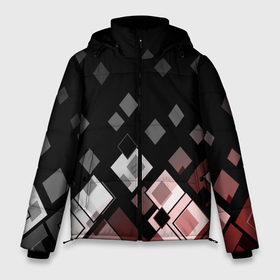Мужская зимняя куртка 3D с принтом Geometric pattern черно коричневый узор Ромбы в Курске, верх — 100% полиэстер; подкладка — 100% полиэстер; утеплитель — 100% полиэстер | длина ниже бедра, свободный силуэт Оверсайз. Есть воротник-стойка, отстегивающийся капюшон и ветрозащитная планка. 

Боковые карманы с листочкой на кнопках и внутренний карман на молнии. | Тематика изображения на принте: geometric pattern | rhombuses | геометрический узор | коричневый | ромбы | современный | черной фон