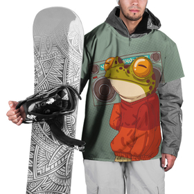 Накидка на куртку 3D с принтом Лягуха с мафоном , 100% полиэстер |  | Тематика изображения на принте: frog | жаба | животное | лягуха | лягушка | магнитола | на стиле