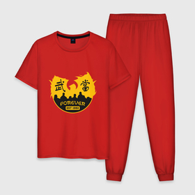 Мужская пижама хлопок с принтом Wu Forever 1992 в Петрозаводске, 100% хлопок | брюки и футболка прямого кроя, без карманов, на брюках мягкая резинка на поясе и по низу штанин
 | 