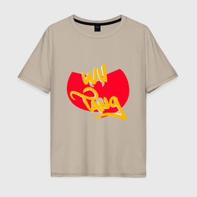 Мужская футболка хлопок Oversize с принтом Wu Tang Red в Курске, 100% хлопок | свободный крой, круглый ворот, “спинка” длиннее передней части | 