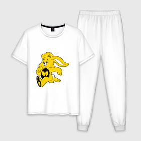 Мужская пижама хлопок с принтом Wu Tang Bunny в Тюмени, 100% хлопок | брюки и футболка прямого кроя, без карманов, на брюках мягкая резинка на поясе и по низу штанин
 | 