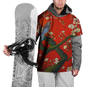 Накидка на куртку 3D с принтом Птица на ветвях сакуры , 100% полиэстер |  | Тематика изображения на принте: ван гог | весна | ветви | ветки | дерево | живопись | искусство | красный | миндаль | природа | птица | сакура | цветы