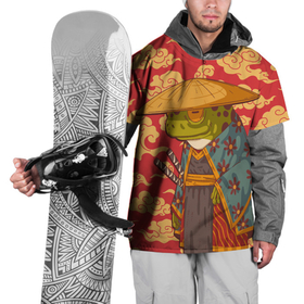 Накидка на куртку 3D с принтом Старая  самурайская лягуха , 100% полиэстер |  | Тематика изображения на принте: frog | воин | жаба | лягуха | лягушка | самурай | япония