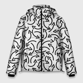 Мужская зимняя куртка 3D с принтом Закругленные Стрелки в Екатеринбурге, верх — 100% полиэстер; подкладка — 100% полиэстер; утеплитель — 100% полиэстер | длина ниже бедра, свободный силуэт Оверсайз. Есть воротник-стойка, отстегивающийся капюшон и ветрозащитная планка. 

Боковые карманы с листочкой на кнопках и внутренний карман на молнии. | abstraction | arrows | figure | geometry | isometric | pattern | shape | абстракция | геометрия | изометрический | стрелки | узор | фигура | форма