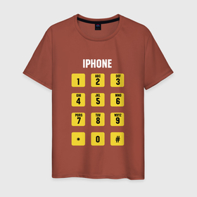 Мужская футболка хлопок с принтом Я ТЕЛЕФОН|iPhone в Тюмени, 100% хлопок | прямой крой, круглый вырез горловины, длина до линии бедер, слегка спущенное плечо. | iphone | айфон | клавиатура телефона | кнопки | телефон