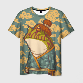 Мужская футболка 3D с принтом Японская лягушка в Курске, 100% полиэфир | прямой крой, круглый вырез горловины, длина до линии бедер | frog | жаба | животное | лягуха | лягушка | япония
