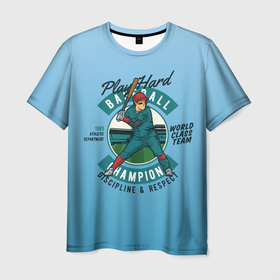 Мужская футболка 3D с принтом Чемпионат  по бейсболу в Санкт-Петербурге, 100% полиэфир | прямой крой, круглый вырез горловины, длина до линии бедер | американский спорт | бейсбол | спорт | сша | чемпионат
