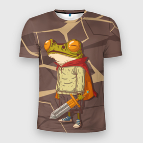 Мужская футболка 3D Slim с принтом ПрЫнц в Кировске, 100% полиэстер с улучшенными характеристиками | приталенный силуэт, круглая горловина, широкие плечи, сужается к линии бедра | frog | жаба | лягуха | лягушка | принц | прынц | смешное
