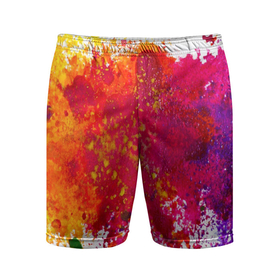 Мужские шорты спортивные с принтом Красочный BOOM в Тюмени,  |  | брызги | взрыв | капли | краски | цвета