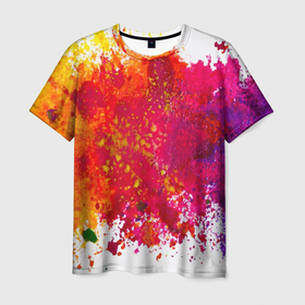 Мужская футболка 3D с принтом Красочный BOOM в Белгороде, 100% полиэфир | прямой крой, круглый вырез горловины, длина до линии бедер | брызги | взрыв | капли | краски | цвета