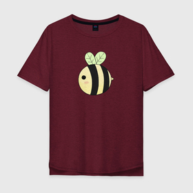 Мужская футболка хлопок Oversize с принтом Круглая пчелка минимализм в Кировске, 100% хлопок | свободный крой, круглый ворот, “спинка” длиннее передней части | Тематика изображения на принте: bee | желто черная | круглая пчела | плеча | пчелка