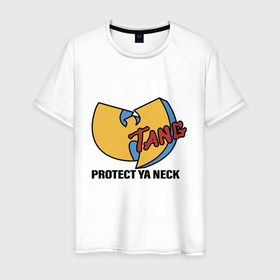 Мужская футболка хлопок с принтом Wu Tang   Protect Ya Neck в Новосибирске, 100% хлопок | прямой крой, круглый вырез горловины, длина до линии бедер, слегка спущенное плечо. | Тематика изображения на принте: 
