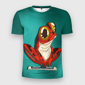 Мужская футболка 3D Slim с принтом Странная красная лягушка в Тюмени, 100% полиэстер с улучшенными характеристиками | приталенный силуэт, круглая горловина, широкие плечи, сужается к линии бедра | frog | жаба | красная лягушка | лягуха | лягушка | странная